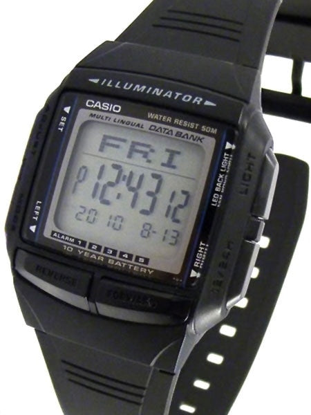 Casio Multi-Liningual Watch with Alarm, Dual Time, Databank and Chronograph #DB-36-1A