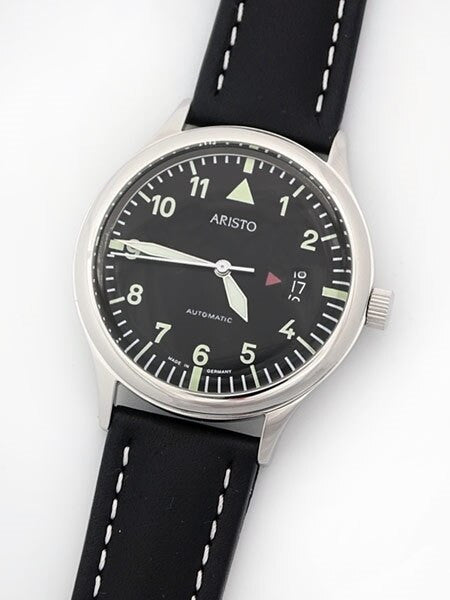 Aristo 4H354 Black Dial Swiss Automatic Open Date Window Watch