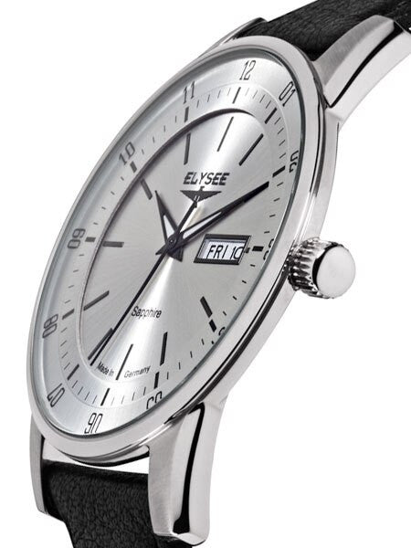 Elysee Thin 42mm Quartz Dress Watch with Sapphire Crystal and Day-Date Window #86000