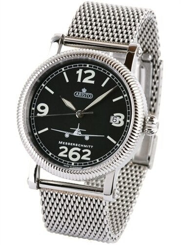 Aristo 4H262-TT Aviator Swiss Automatic Watch with Mesh Bracelet, Sapphire Crystal