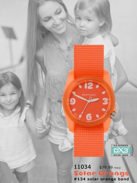 Bertucci Women's Comet Solar Orange Resin Watch, Matching Nylon Strap and Dial - 11034