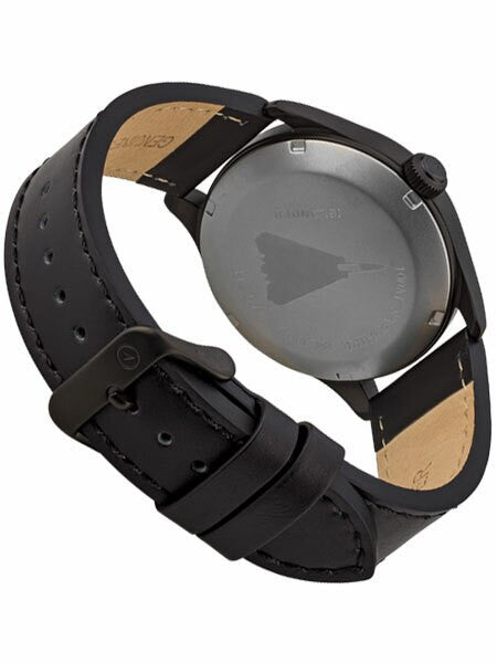 Islander Black DLC Aviator Automatic Watch with Leather Strap and an Anti-Reflective Sapphire Crystal #ISL-46