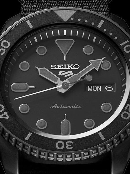 Seiko 5 Sports 24-Jewel Automatic Watch with Black Dial and Black PVD Case #SRPD79