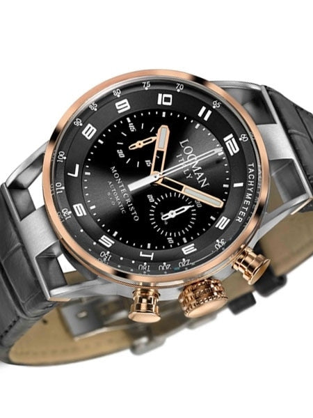 Locman Montecristo 100 Meter Automatic Chronograph Watch with 44mm Case #514BKGDBKLE