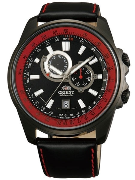 Orient Apex 21-Jewel Automatic Sport Watch with 24-Hour Sub-Dial, Black PVD Case #ET0Q001B