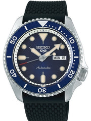 Seiko 5 Sports 24-Jewel Automatic Watch with Blue Dial and Silicone Strap #SRPD93