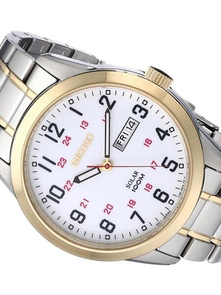 Seiko Railroad-Style Solar Watch with 43mm Case, 12 and 24 Hour Scale #SNE370