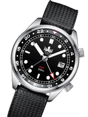 PHOIBOS Eagle Ray 300-Meter Dual-Time GMT Dive Watch with Double Dome AR Sapphire Crystal #PX023C
