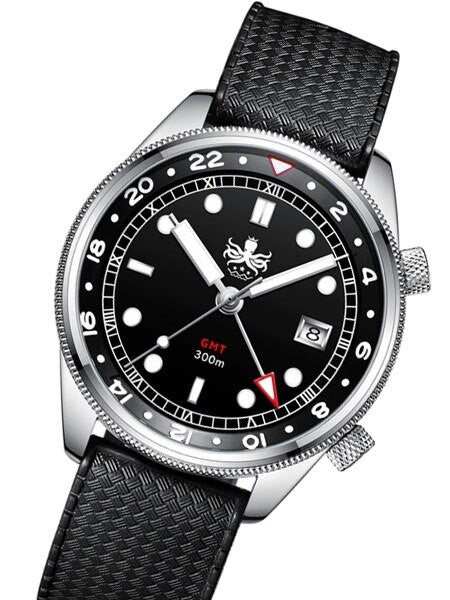 PHOIBOS Eagle Ray 300-Meter Dual-Time GMT Dive Watch with Double Dome AR Sapphire Crystal #PX023C