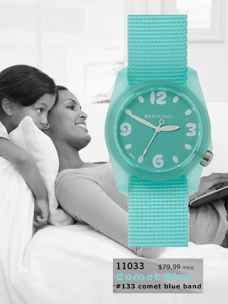 Bertucci Women's Comet Blue Sport Resin Watch, Matching Nylon Strap and Dial - 11033