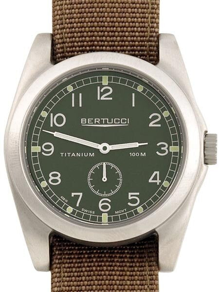 Bertucci A-3T Vintage 42 Titanium Watch with Brown Nylon Strap #13303