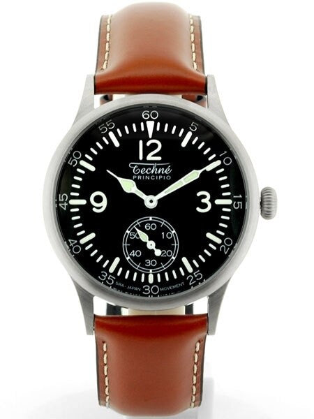 Techne 38mm Merlin Quartz Aviator Watch with Onion Crown and Small Seconds #249.053