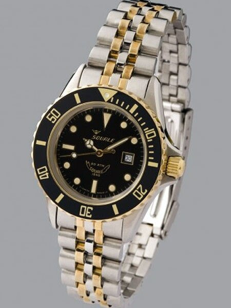Squale 200 meter Swiss Quartz Dive watch with Two-Tone Bracelet  #1545-Qtz