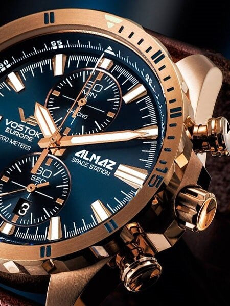 Vostok-Europe Almaz Two-Eye Quartz Chronograph with 60-Minute Stopwatch #320B262