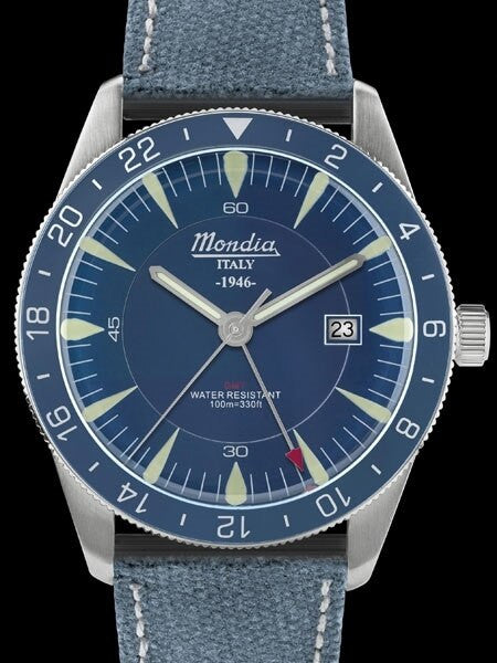 Mondia 1946 Quartz GMT Dual-Time Watch with Blue Dial #MI759SS-02BL-CF