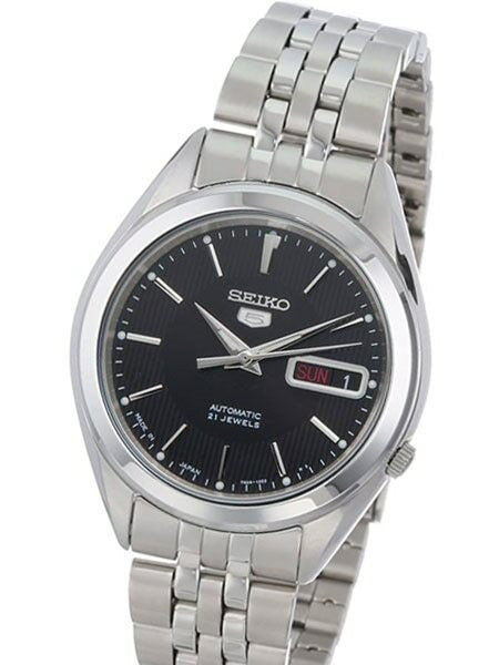 Scratch and Dent - Seiko 5 Automatic Black Dial Watch with Stainless Steel Bracelet #SNKL23J1