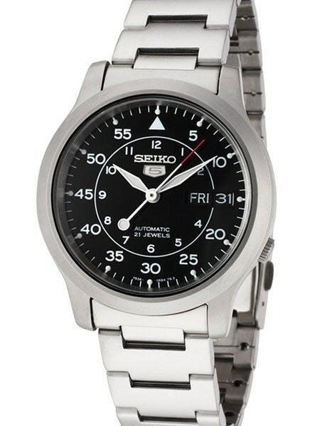 Scratch and Dent - Seiko 5 Military Black Dial Automatic Watch with Bracelet #SNK809K1