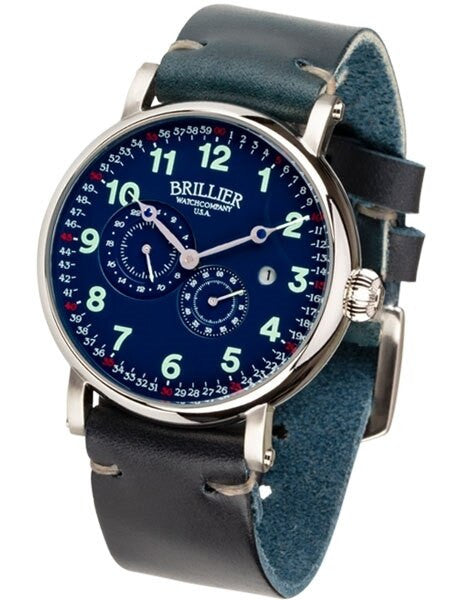 Brillier 43mm Americana Chapter 2 Railroad Automatic Watch with Horween Leather Strap #BR-12