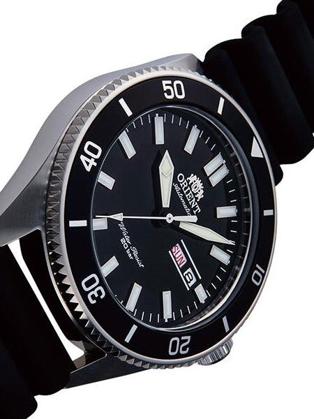Orient Kanno Black Dial Automatic Dive Watch with Black Rubber Dive Strap #RA-AA0010B19A