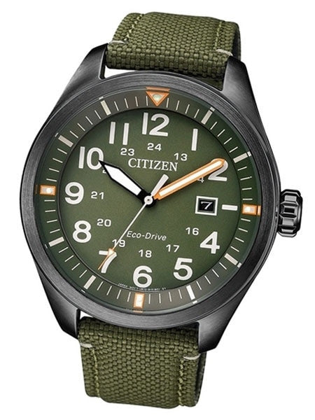 Citizen Military Watch Eco-Drive Green Dial with Green Nylon Strap #AW5005-21Y