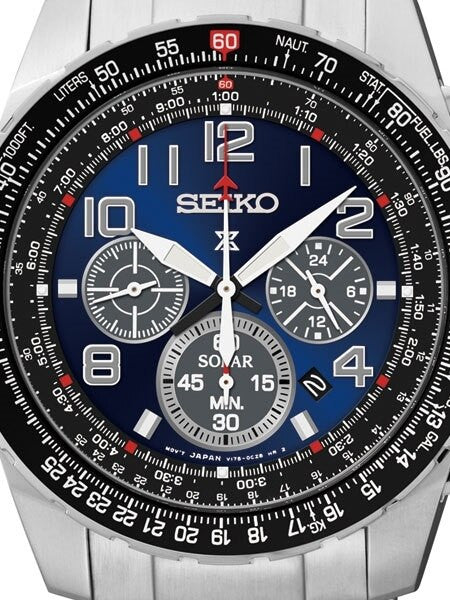 Seiko Prospex Solar Powered Quartz Flight Chronograph Watch, 24-Hour Sub-Dial #SSC275