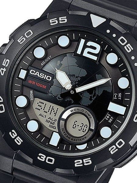 Casio Analog-Digital World Time Alarm Watch with 29 Time Zones #AEQ-100W-1A