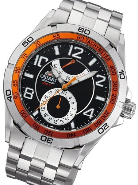 Planet Orient Orange 21-Jewel Automatic Power Reserve on a Bracelet #CFM00002B