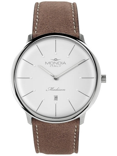 Mondia Madison Thin Quartz Dress Watch with White Dial #MI752SS-01SL-CP