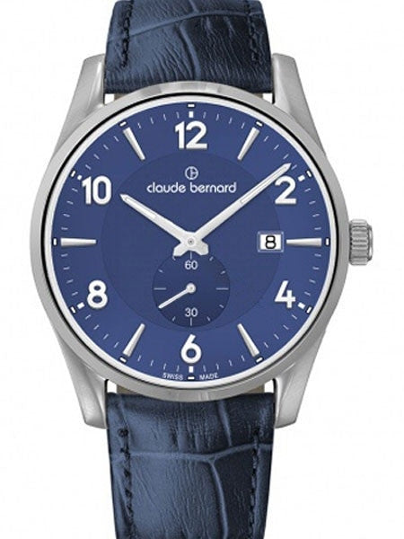 Claude Bernard Blue Dial Quartz Dress Watch with Small Seconds Sub-Dial #65001-3-BUIN