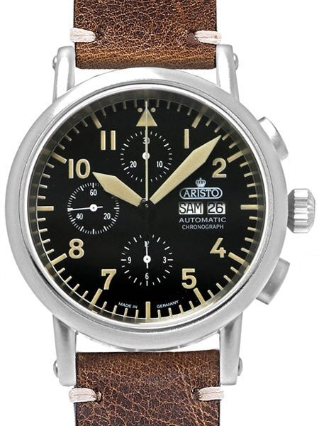 Aristo Swiss Valjoux 7750 Automatic Chronograph Aviator Watch #7H186