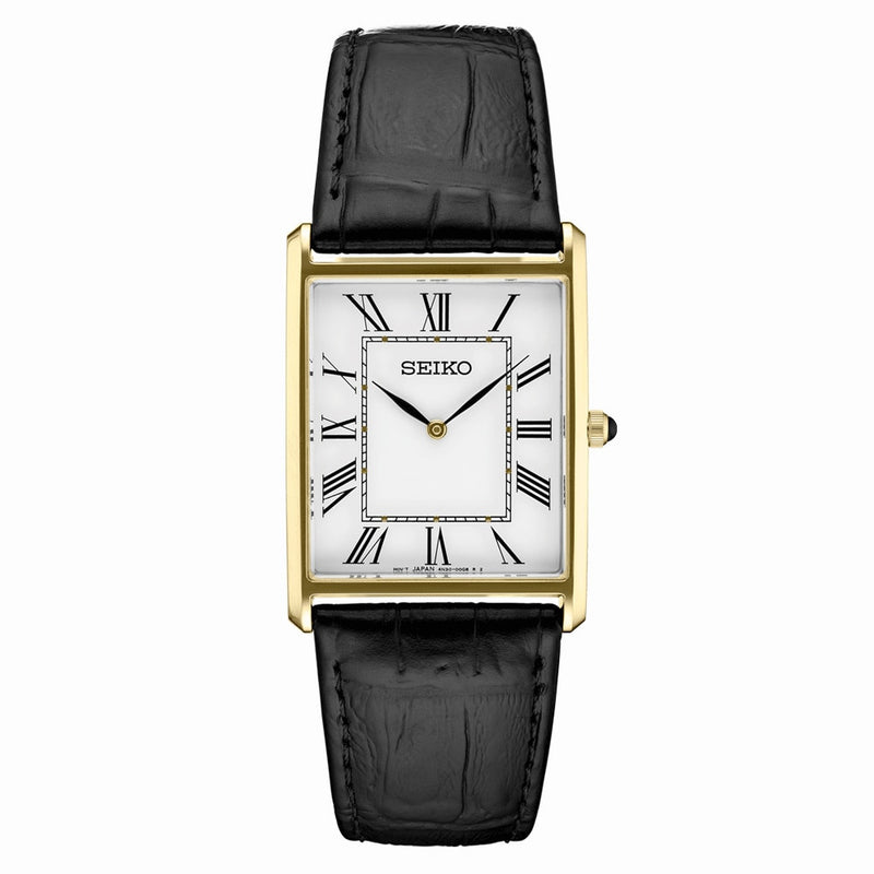Seiko Classic Thin Quartz Dress Watch with Goldtone Stainless Steel Case #SWR052