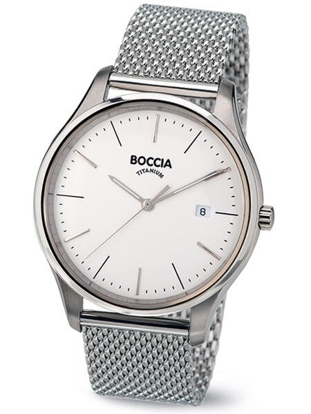 Boccia Mens Thin Quartz Watch with 41mm Titanium Case and a SS Mesh Bracelet #3587-03