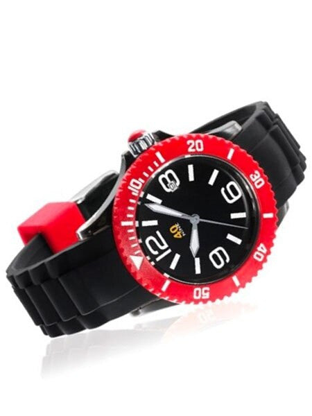 40Nine Black Plastic 46mm Case with Black Silicone Rubber Strap #40NINE02-BLACK-RED
