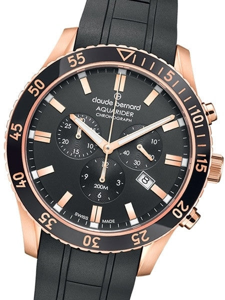 Claude Bernard Aquarider Black Dial Chronograph Dive Watch #10223-37RNCA-NIR