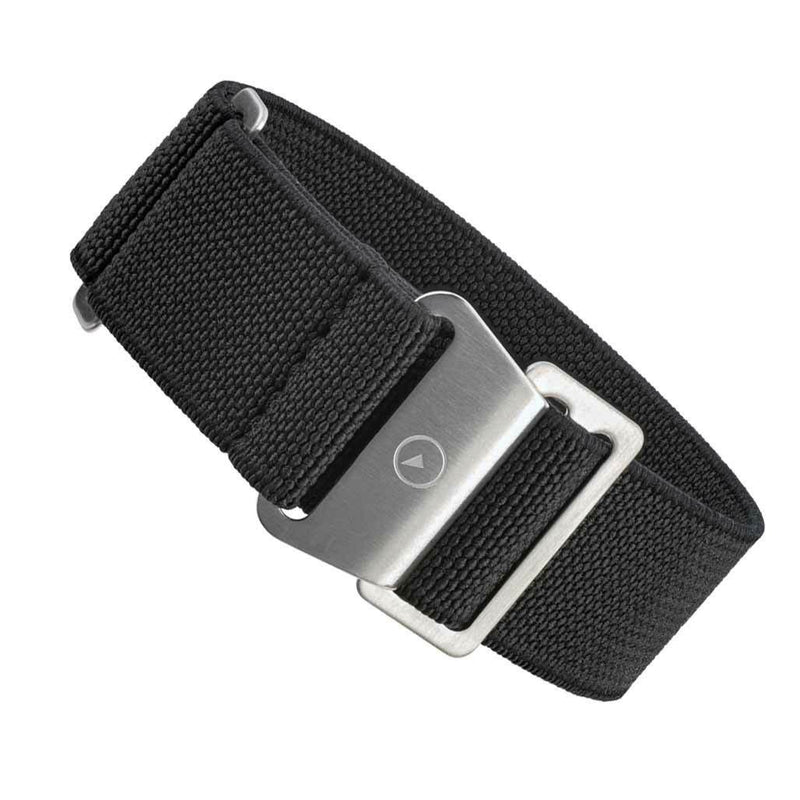 Black Elastic Woven Nylon Strap with Brushed Finish Steel Clasp #EWB-01-SS