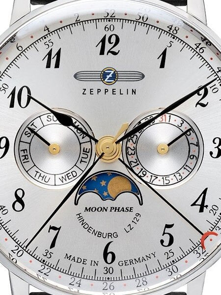 Graf Zeppelin Hindenburg Swiss Quartz Moonphase Calendar Watch #7036-1