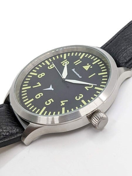 Messerschmitt Triple-X Fliegeruhr Watch with Black Leather Strap #ME-65AQ