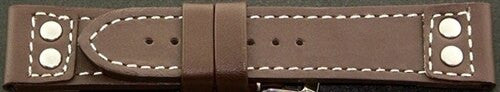 Toscana Brown Italian Calf Leather Watch Strap with Rivets at the Lugs PT-80