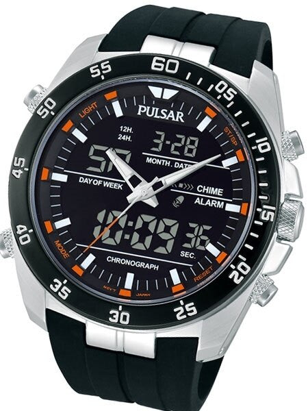 Pulsar On The Go Watch with Daily Alarm, Stopwatch, and Hourly Chime #PW6009