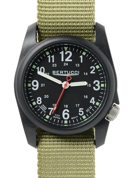 Bertucci DX3 Field Poly Resin Watch, Patrol Green?äó Nylon Strap, Black Dial - 11014
