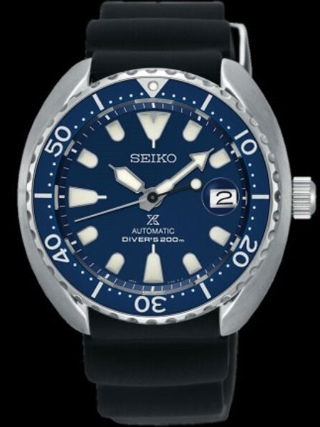Seiko Baby Turtle Prospex Automatic Dive Watch with Blue Dial and Silicone Dive Strap #SRPC39J1