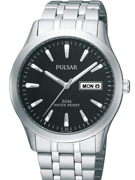 Pulsar Quartz Watch with 38mm Case, Black Dial #PXN159XX