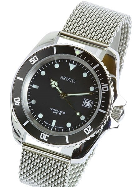 Aristo Maritime Swiss Automatic Watch with 42mm Case and Polished Mesh Bracelet #4H130