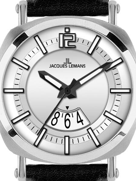 Jacques Lemans Lugano 42MM Quartz Watch with a Silver Dial and Open Date #1-1740B