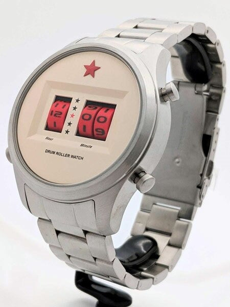 Red Star Quartz Drum Roller Watch with 44mm Case #8395G-C