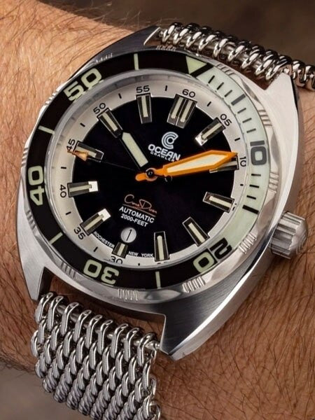 Ocean Crawler 600-Meter Core Swiss Automatic Dive Watch, with Luminous Sapphire Bezel Insert #1293