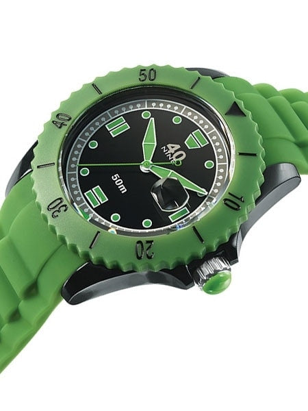 40Nine Green Plastic 40mm Case with Green Silicone Rubber Strap #40NINE03-GREEN10