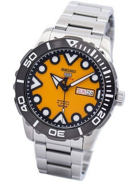 Seiko 5 Sports Orange Dial Diver with new 24-Jewel Automatic Movement #SRPA05