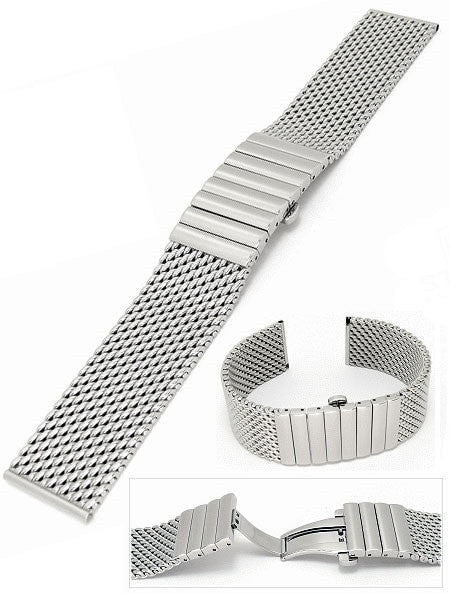 STAIB Satin Finish Mesh Bracelet #STEEL-2792-20043PBS-S (Straight End, 22mm)