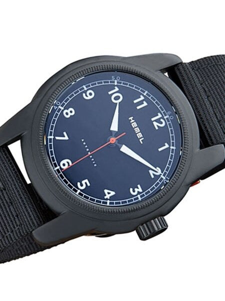 HEMEL Automatic Military-Styled Watch Black Ion-Plated Case and Sapphire Crystal #HMNO2
